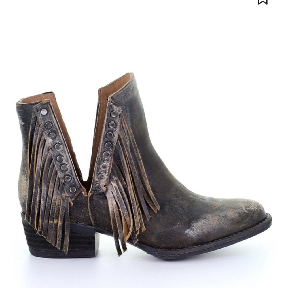 Circle G Distressed Fringe Ankle Boots - Dark Brown! Sz 10, but run small, 9 - Picture 2 of 13